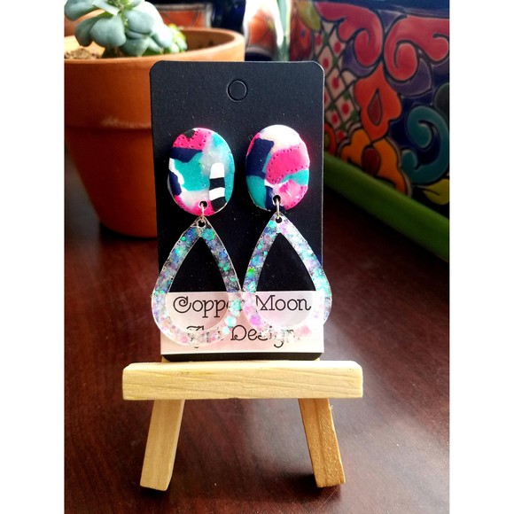 Handmade Multi-colored Statement Earrings - Picture 1 of 2